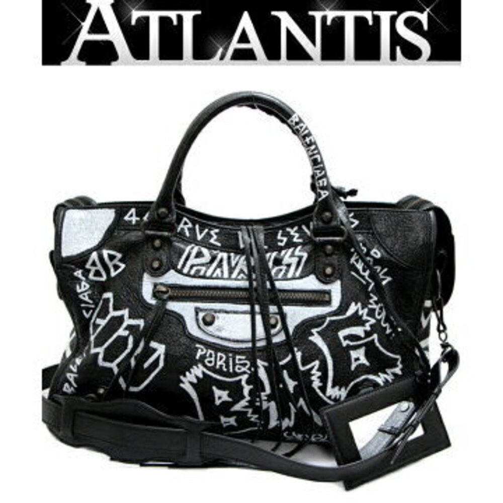 Balenciaga City Bag Graffiti Leather Black